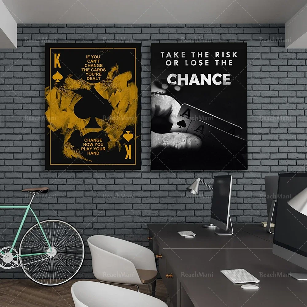 Motivational Poker Player Wall Art Poster - Gambling Room Man Cave Sign Home Office Decor