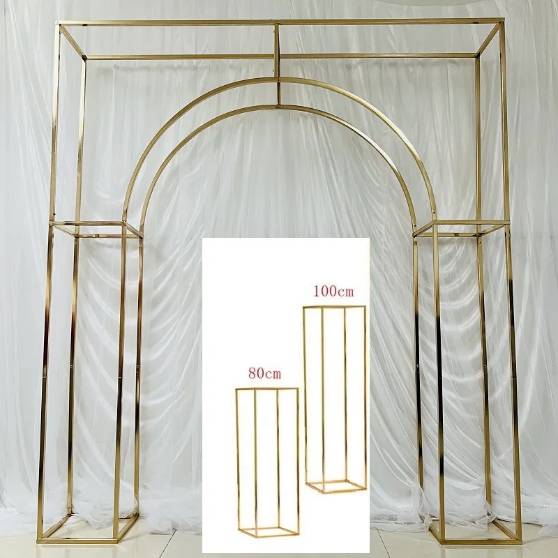 

3PCS Luxury Fashion Artificial Flower Arch Wedding Backdrop Door Welcome Frame Birthday Balloon Display Plinth Column Stand