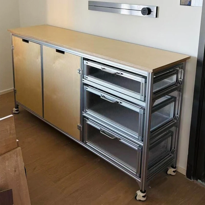 

Simple modern aluminum profile ocean plate coffee counter dining side cabinet drawer cabinet locker multi-layer