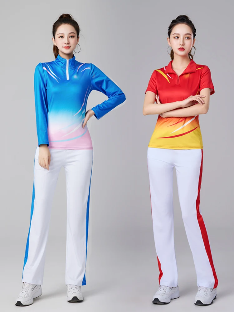 Yang Li  Square Dance Fitn Performance Costume Qui Dry Faionable Sportswear Long Sve f Zip Two Piece Set