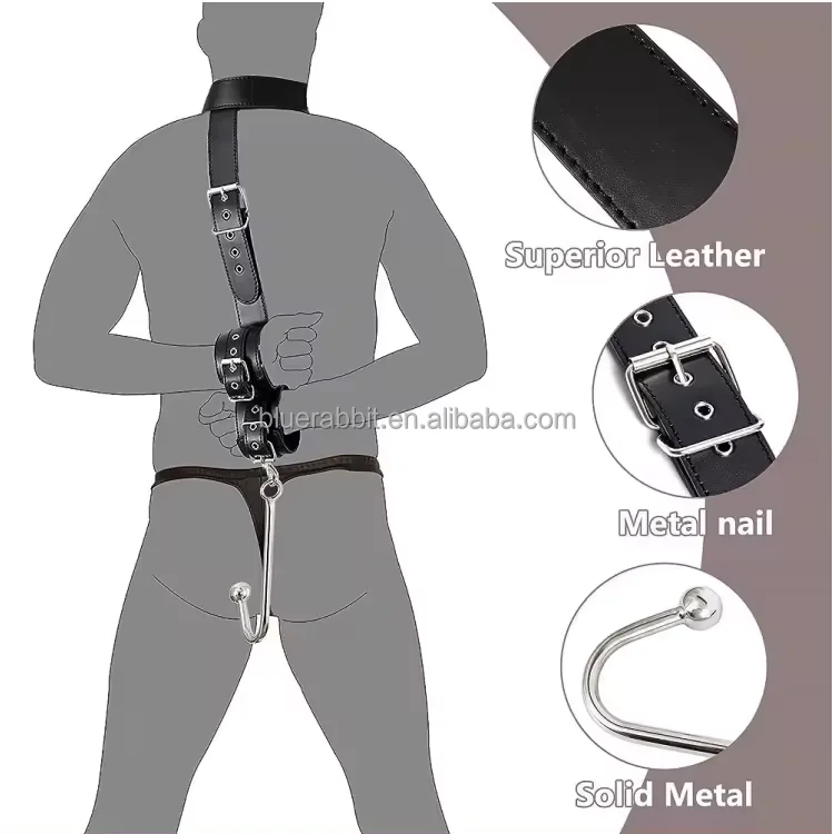 Sex Bondage Collar with Anal Hook & Ball Gag Wholesale BDSM Slave Neck to Wrist Leather Bondage Restraints Kit Sex Game