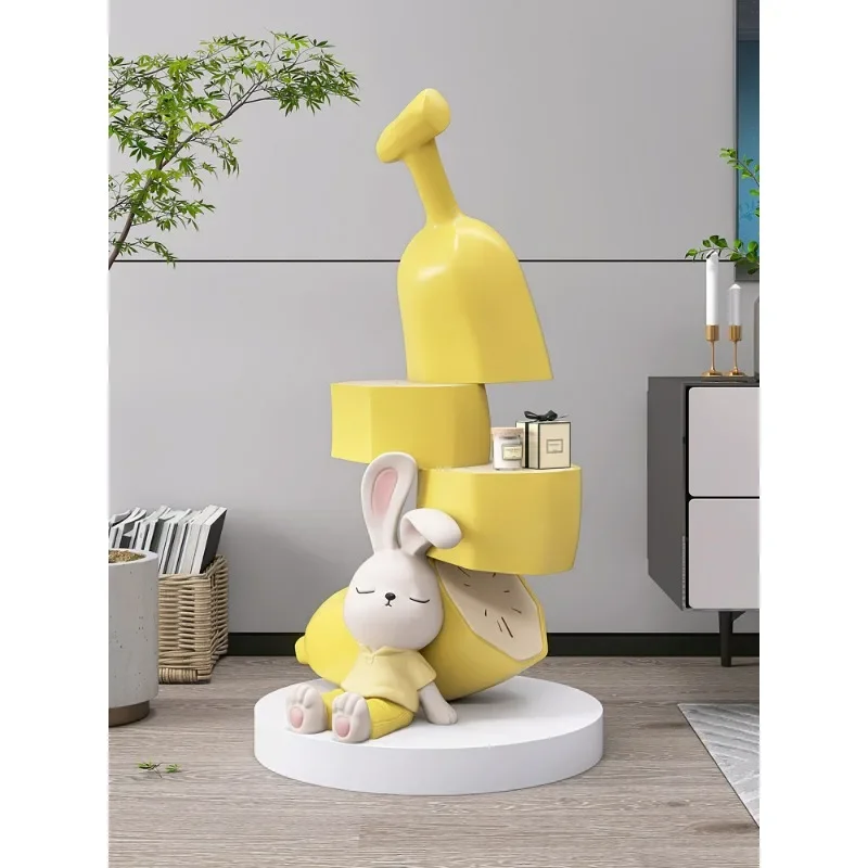 

Cartoon rabbit floor ornament large tray living room TV cabinet decoration sofa side few housewarming gifts