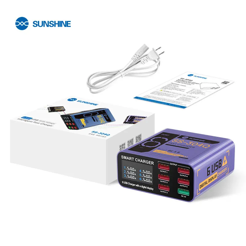 SUNSHINE SS-304Q 6-Port-USB-Digitalanzeige Schnellladung QC3.0 Schnellladung Kompatibel mit mehreren Geräten – Detail 18