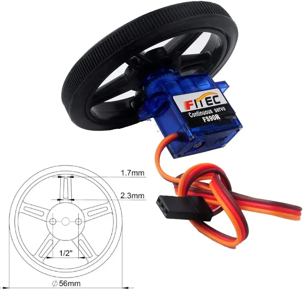 Picture 5: 2Sets Feetech FS90R Micro Continuous Rotation Servo Analog Motor 360 Degree + RC Tire Wheel for Arduino Microbit Smart Car Robot