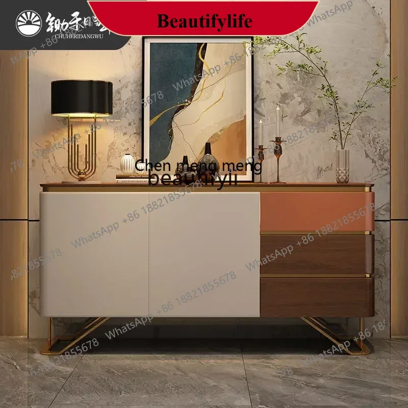 

D178 Solid wood dining side cabinet Italian light luxury porch locker nine bucket living room partition decorative cabinet