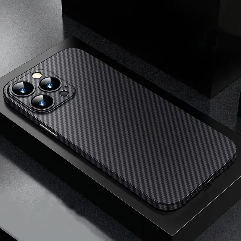 

Black carbon fiber pattern phone case for iPhone 17 16 15 14 13 12 11 Pro/ Max/Plus shock-proof rear cover anti-fingerprint