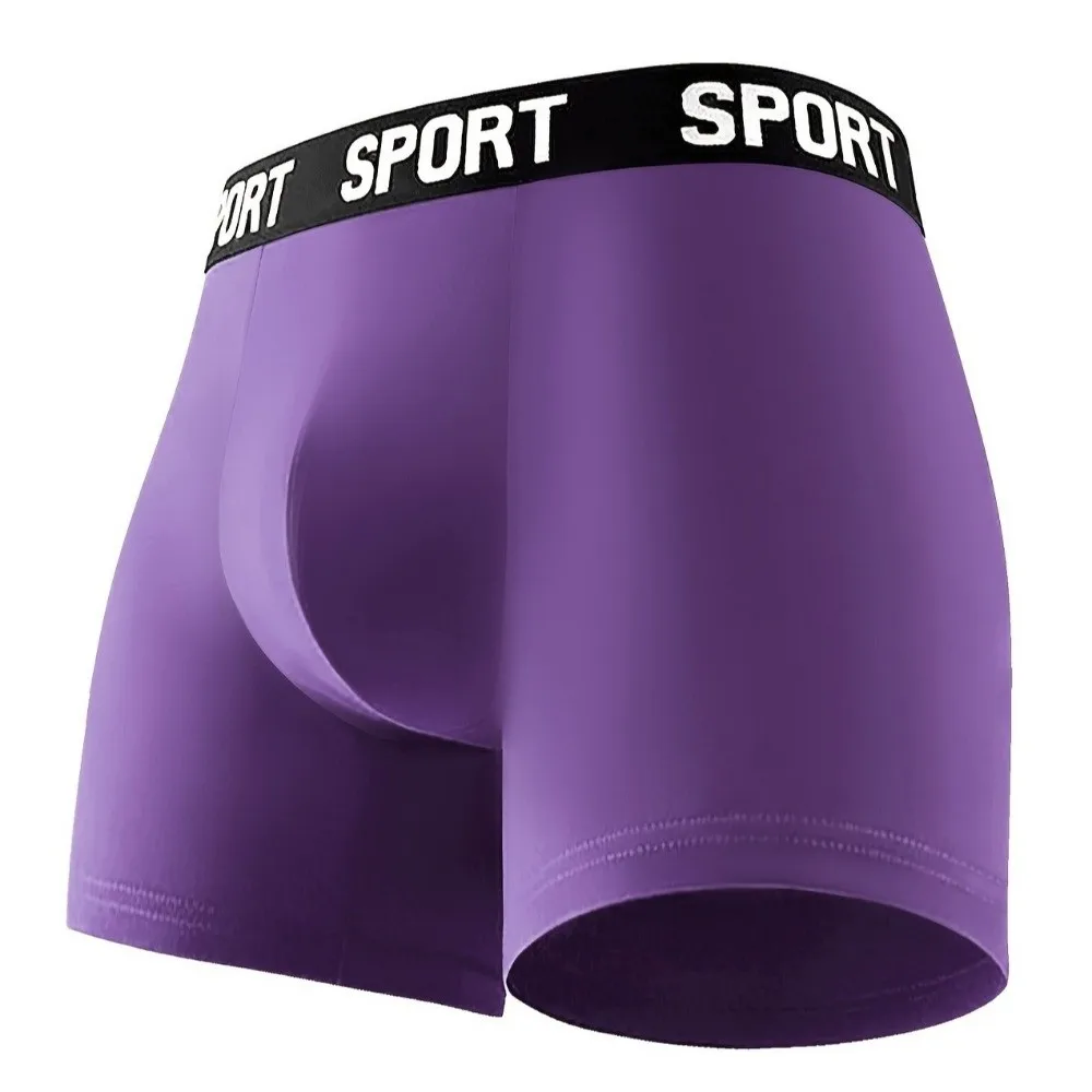 Comfortable Solid Color Men's Underwear Mid Waist Lingerie Boxer Briefs Breathable Flat Panties Cycling