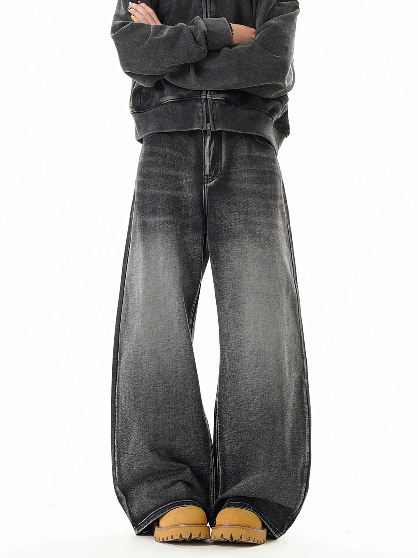 

Boyue American Retro Straight Leg Jeans Men's Women's Wide Leg High Street Loose Personali Match Casual Long Pants