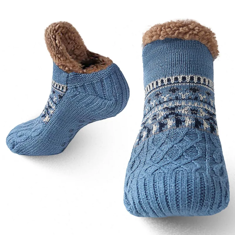 Thermal Mens Fluffy Slipper Socks Winter Warm Women Short Cotton Thickened Home Sleeping Soft Non Slip Grip Fuzzy Floor Socks