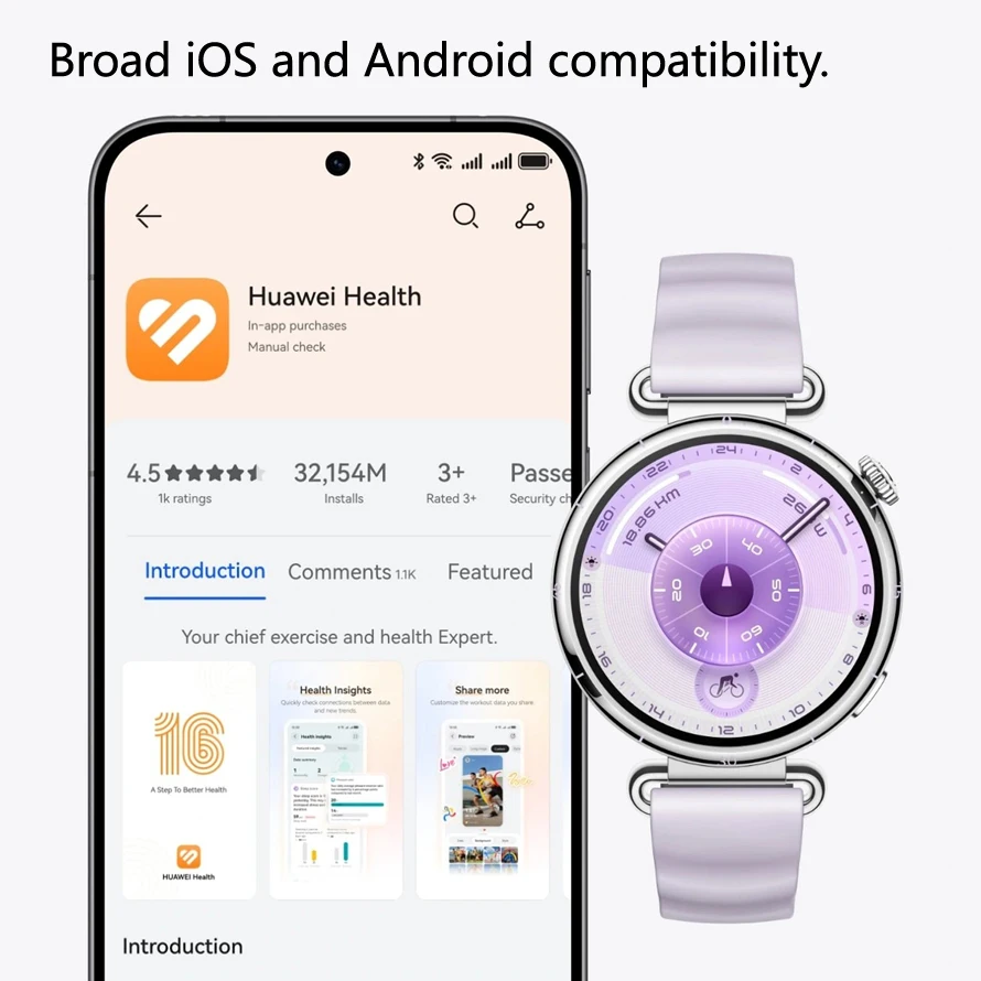 ساعة هواوي GT 6 الذكية، عمر بطارية يصل إلى 21 يومًا، إصدار عالمي، خريطة مدمجة، رسالة إعادة تشغيل، متوافقة مع iOS وAndroid