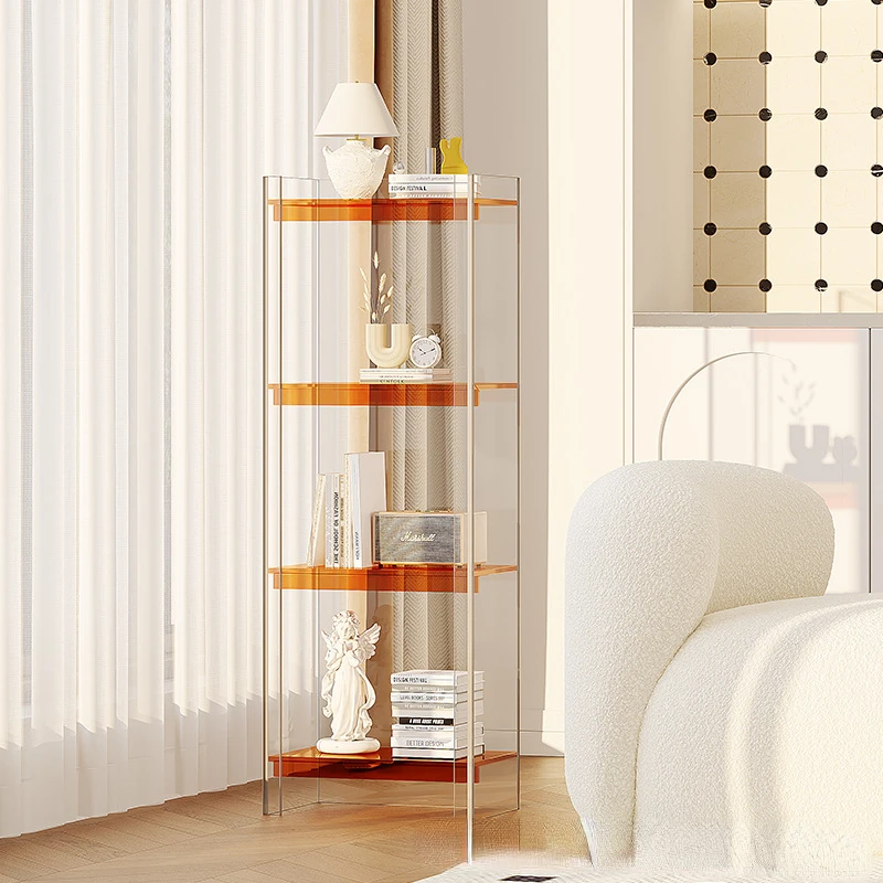 style acrylic transparent bookcase, floor shelf bookcase, figure display stand, integrated storage shelf