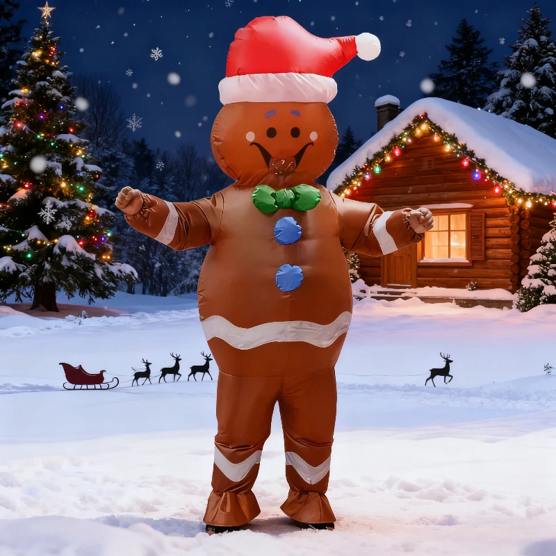 Christmas Gingerbread Man Inflatable Costum gingerbread man cosplay blow up costume Christmas Carnival costume props gifts