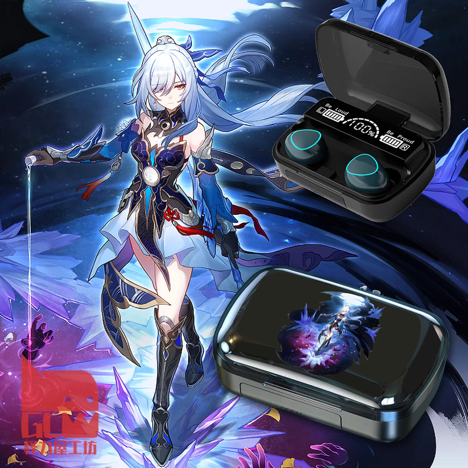 Anime Honkai: Star Rail Jingliu Bluetooth Earphones Cos Jing liu Picture Cosplay For Android Wireless Earbuds 5.0 HD Accessories