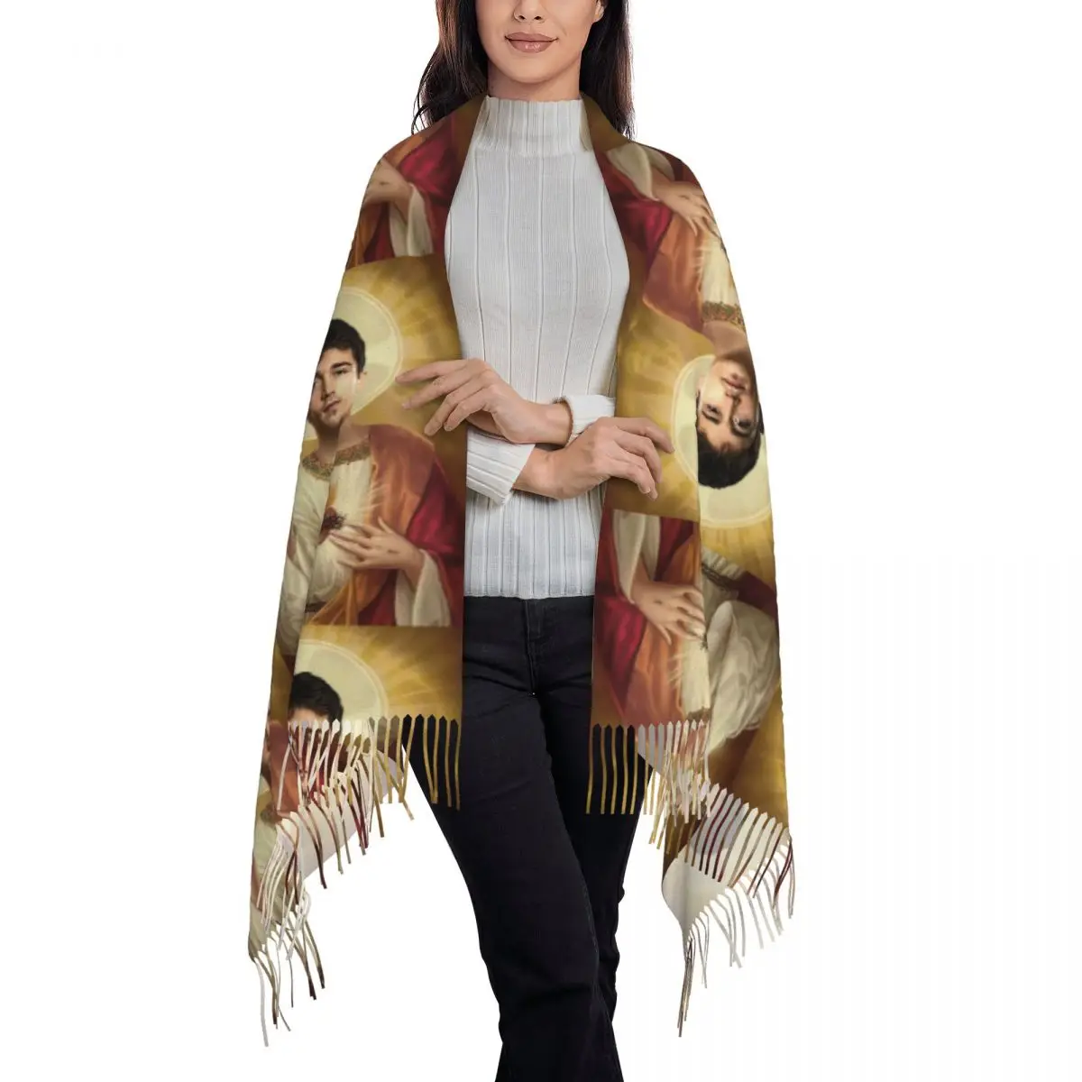 Jesus Biblical References Scarf Tassel Scarves for Women Soft Warm Shawls and Wraps Long Fall Winter Shawl Wrap