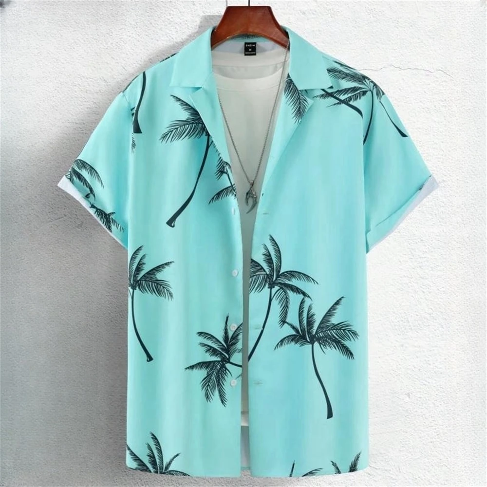 Simple Men's Shirts 3D Patchwork Printing High-Quality Men's Clothing Short Sleeve Beach Party Hawaiian Shirts