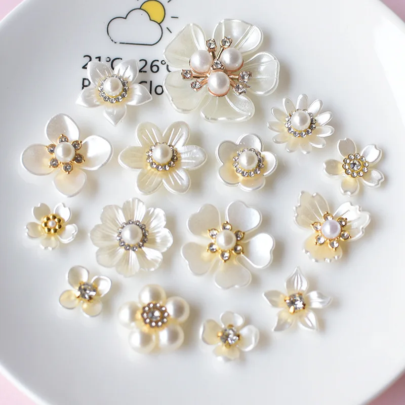 

100 piece set hot-selling pearl flower jewelry hair accessories hole shoes DIY material pj