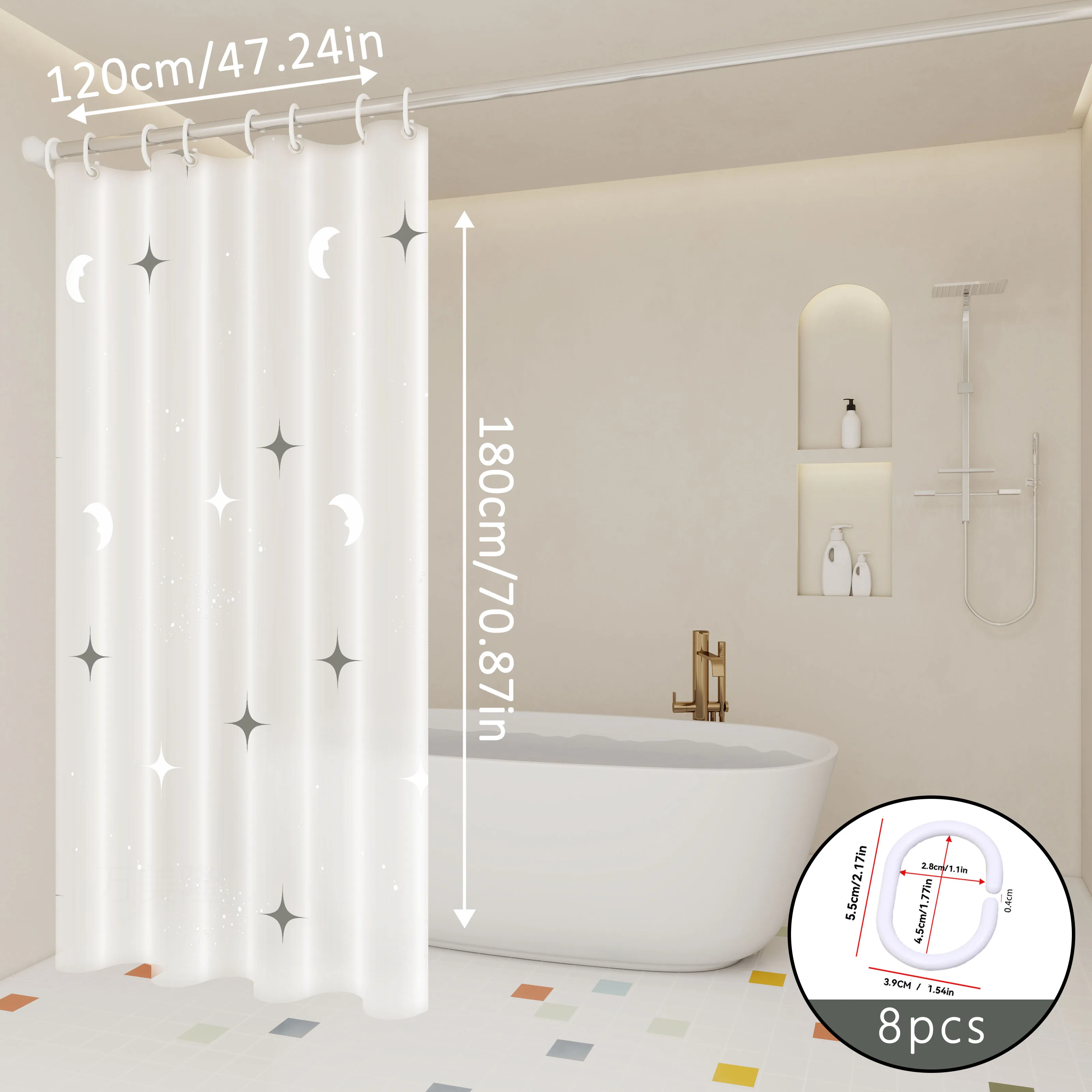 Cortina de ducha Dreamy Star and Moon Galaxy, cortina divisoria para baño, luz de estrellas que brilla como diamantes rotos, como si entraras en un reino mágico de estrellas y luna al tomar un baño.