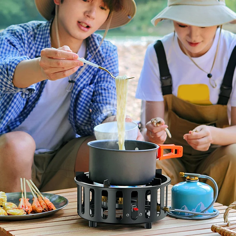 Outdoor Hiking Gas Stove,Camping Picnic BBQ Burner Portable Windproof Electronic Ignition Stoves,21000W