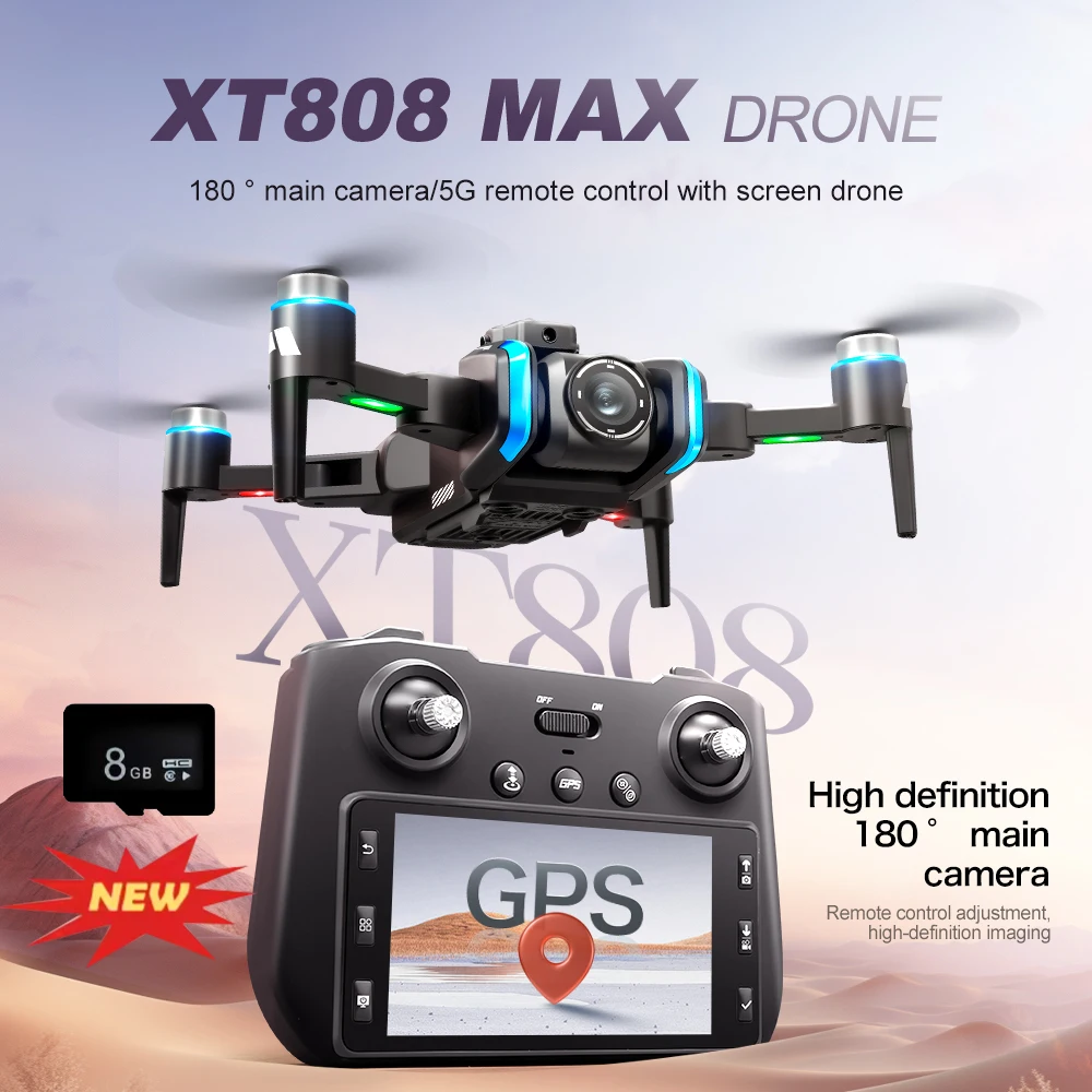 2025 nuevo drone XT808 pantalla aérea control remoto cuadricóptero GPS retorno sin escobillas evitación de obstáculos drone
