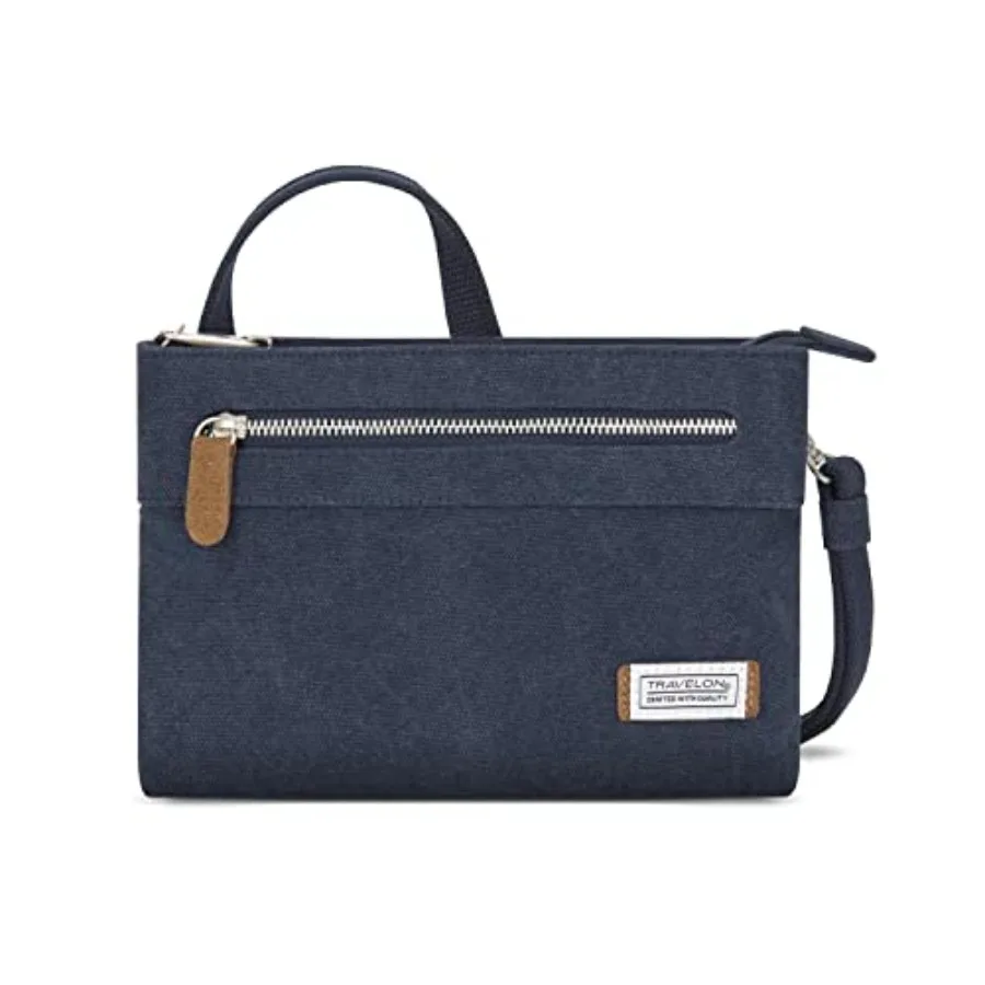 

Travelon Women's Anti-Theft Heritage Small Crossbody Bag for daily urban use, durable nylon fabric, charcoal gray color, slash-