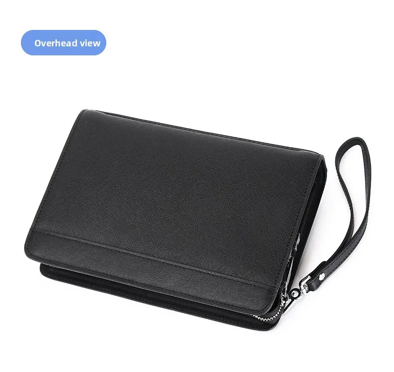 Portable Large Capacity Full Grain Leather Men Clutch Purse Business Hand Bag With Custom Option