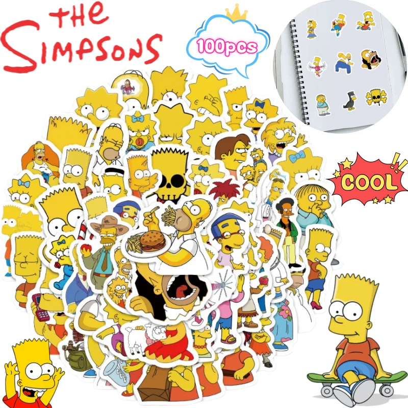 The Simpsons Homer Marge Bart 100 stickers high-quality cartoon graffiti printed creative DIY notebook desktop decoration gift
