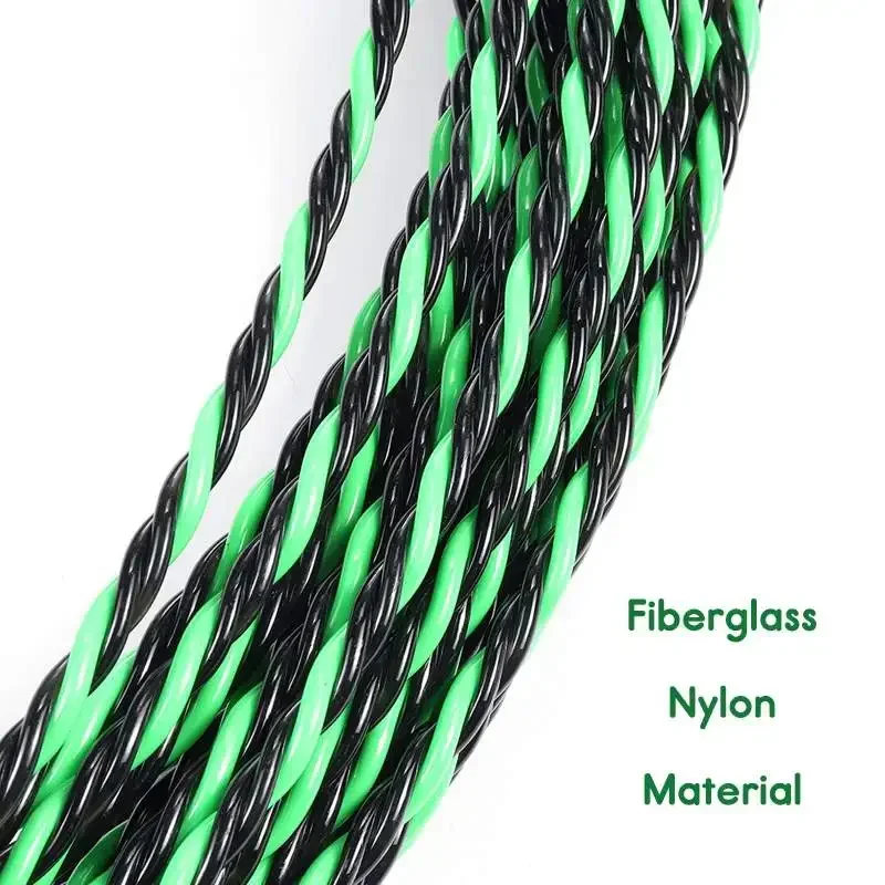 Green Guide Device Fiberglass Electric Cable Push Pullers Duct 5-30M 5mm Snakes Fish Tape Wire + two Cable Tensioner