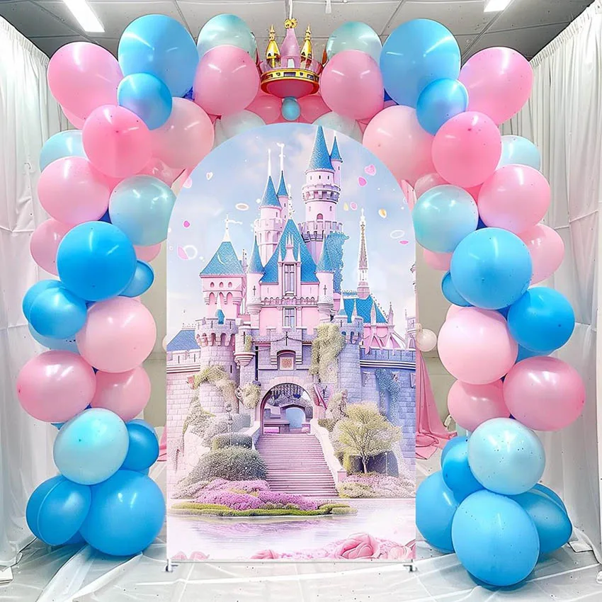 Mehofond مخصص 2-الجانب حلم القلعة الأزهار الأميرة فتاة 1st حفلة عيد ميلاد استحمام الطفل يغطي كيارا قوس ديكور خلفية الصورة