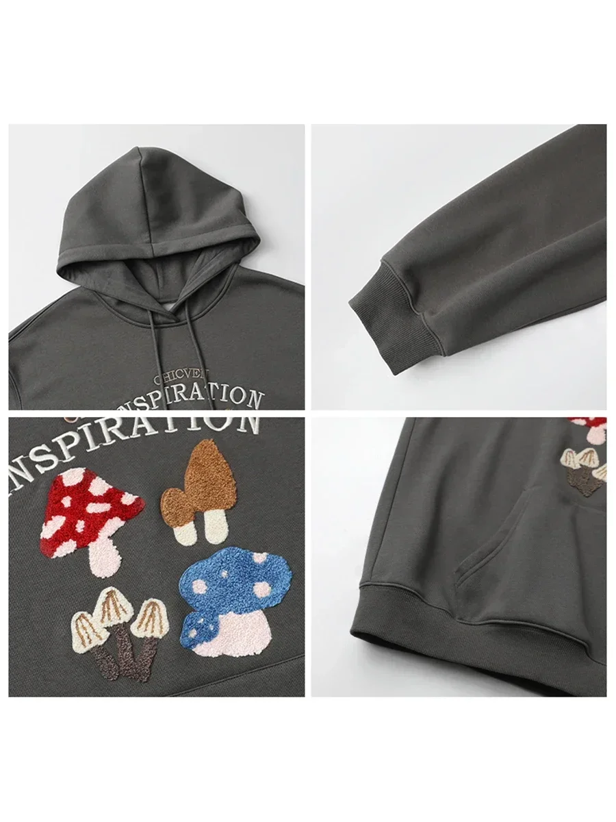 CHIC VEN koreańskie bluzy damskie luźna bluza z kapturem Cartoon haftowana bluza z kapturem pluszowy płaszcz sweter damski top jesienno-zimowa 2024