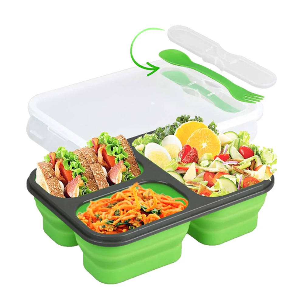 Silicone world 1300ml Silicone Collapsible Portable Lunch Box Large Capacity Bowl Lunch Bento Box Folding Lunchbox Eco-Friendly