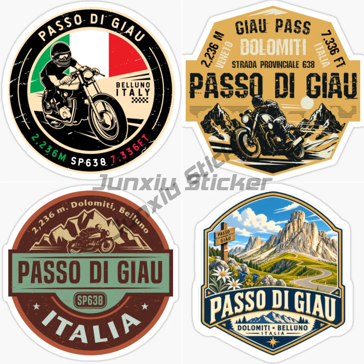 PASSO DI GIAU DOLOMITI Outdoor Hiking Commemorative Waterproof Adhesive Car Stickers Luggage Motorcycle Helmets Vinyl Decal