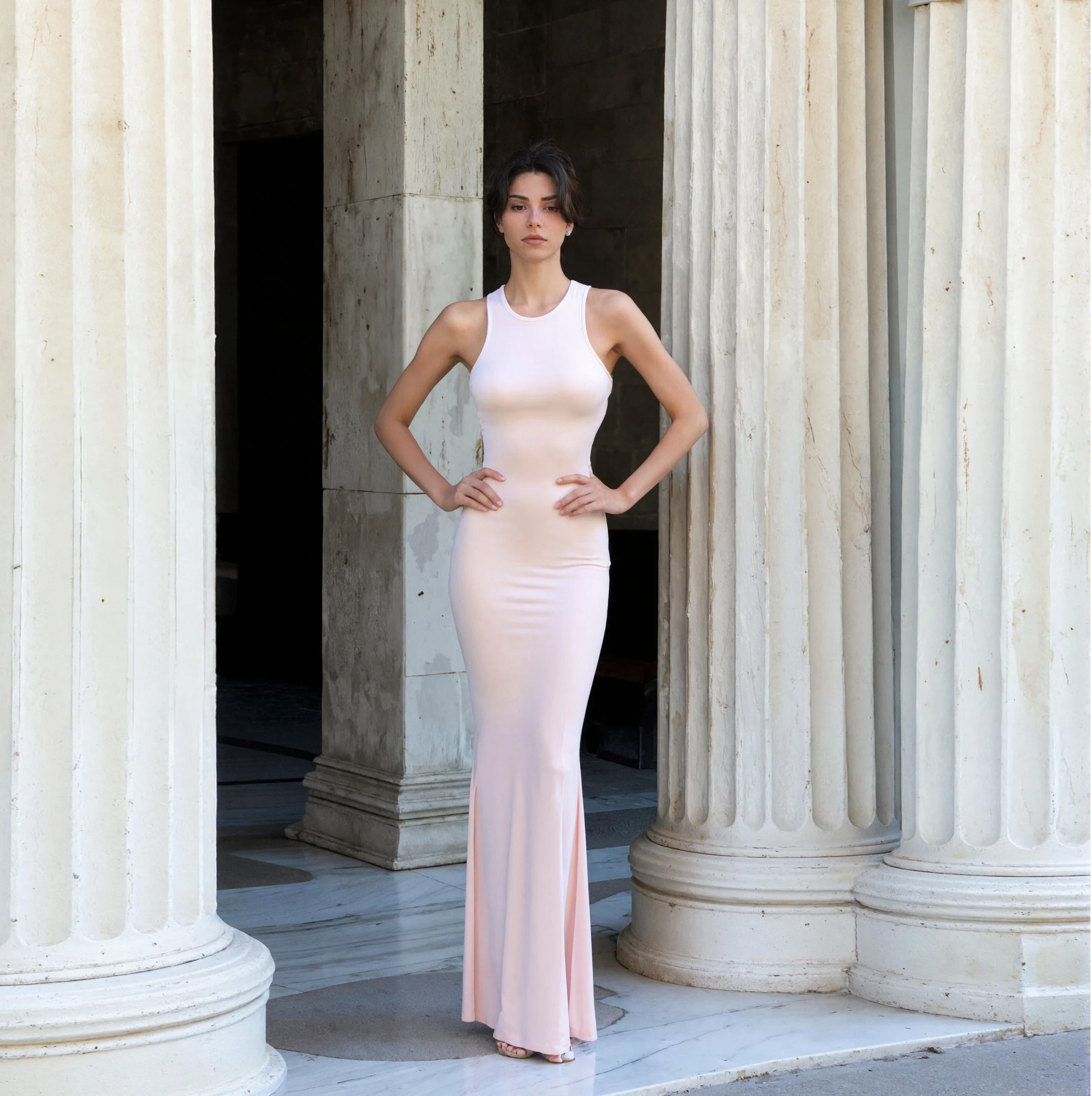WhereMery Elegante Sexy Oansatz Ärmel Bodycon Backless Solide Maxi Kleid Y2K Herbst Neue Mode Hochzeit Gast frauen Kleider