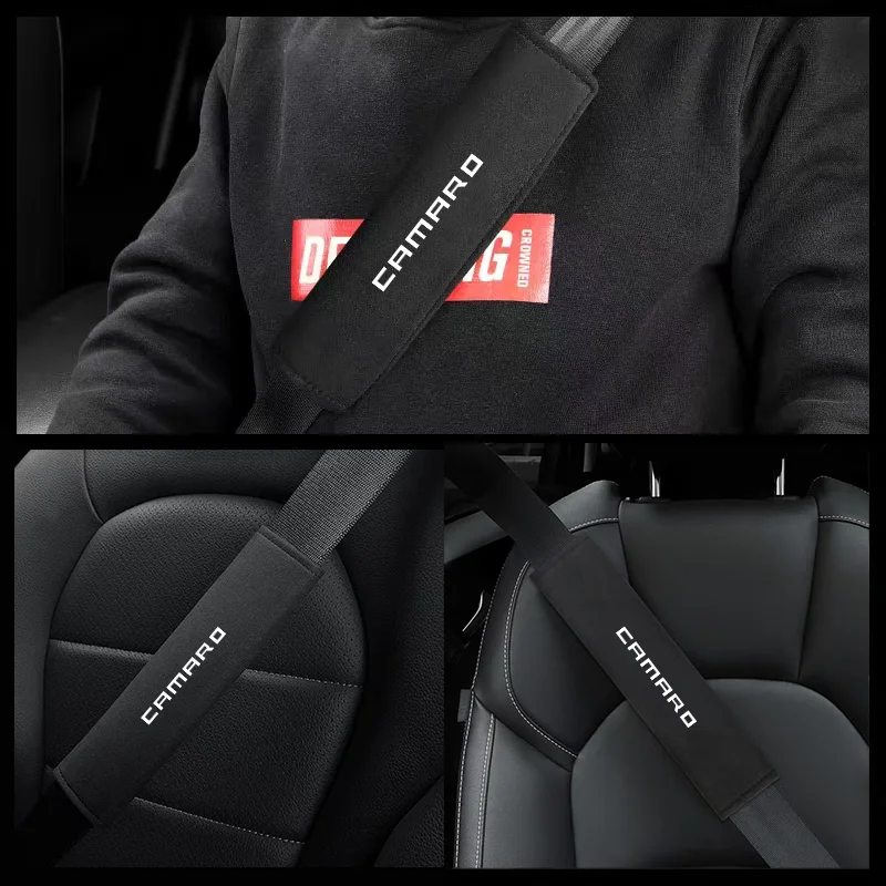 1PCS Car Safety Belt Ornament Plush Leather Anti-Fur Seatbelt Shoulder Protector For Toyota CAMARO C-HR Gazoo RAV4 Mirai Avensis