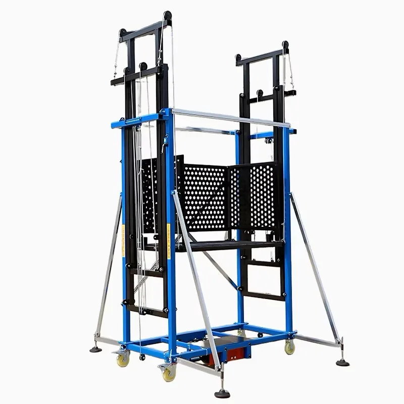 Système d'échafaudage électrique Mobile avec télécommande sans fil, capacité de charge de 500KG, hauteur de fonctionnement de 8M, plate-forme pliable