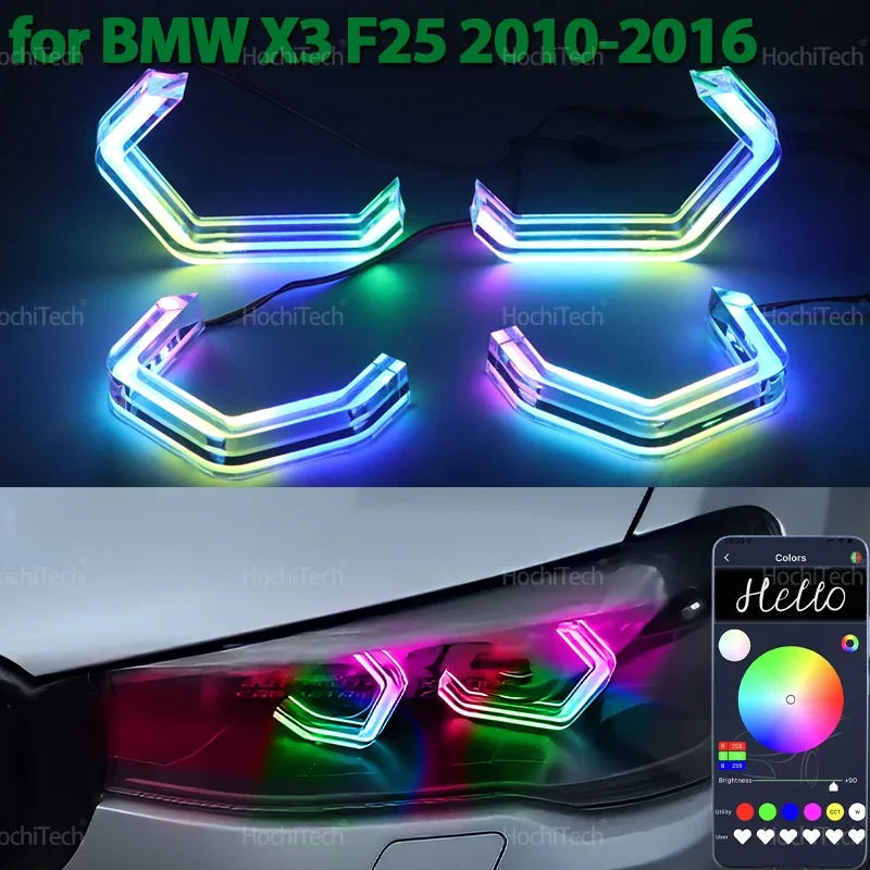 

For BMW X3 F25 2010-2016 XDrive25i 30i XDrive18d 20d 30d 35d Dynamic multi-colored App control LED Rings turn signal Light