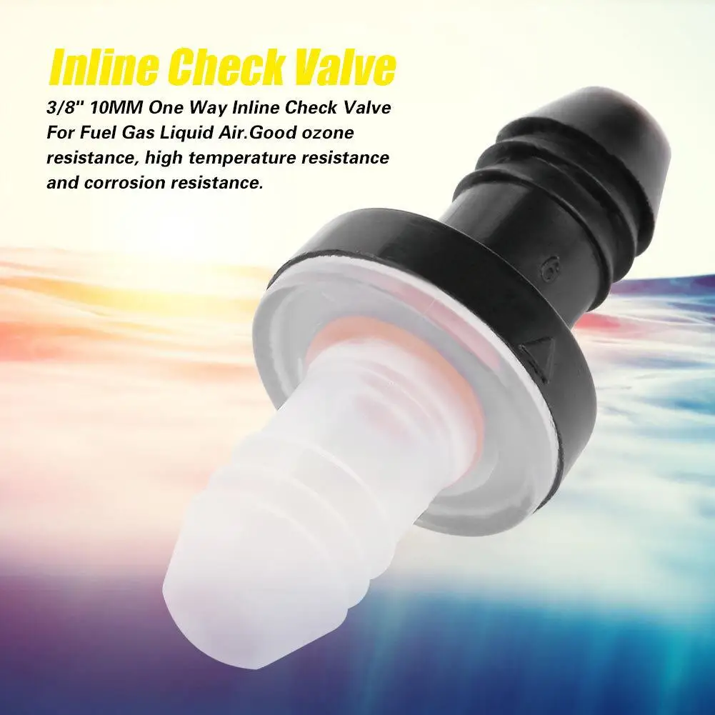 Durable One Way Inline Check Valve 3/8 Inch 10MM PP Shell Silicone Viton Sealing for Fluid Control