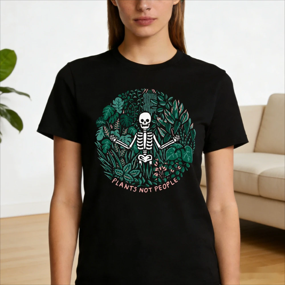 

Plants Not People T-Shirt Plant Mom Plant Lady Gift Shirt Gardener Tshirt Women Summer Casual Daily Life Cotton Short Sleeve