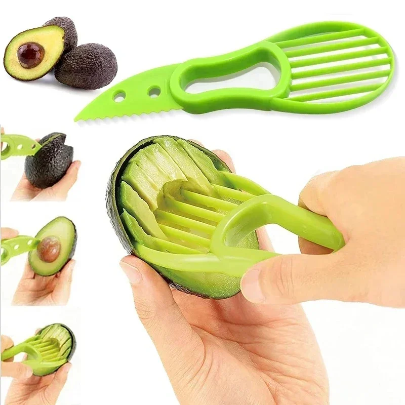 1/2/3/4Pcs 3 In 1 Avocado Slicer Shea Corer Butter Fruit Peeler Cutter Pulp Separator Plastic Knife Kitchen Vegetable Tools