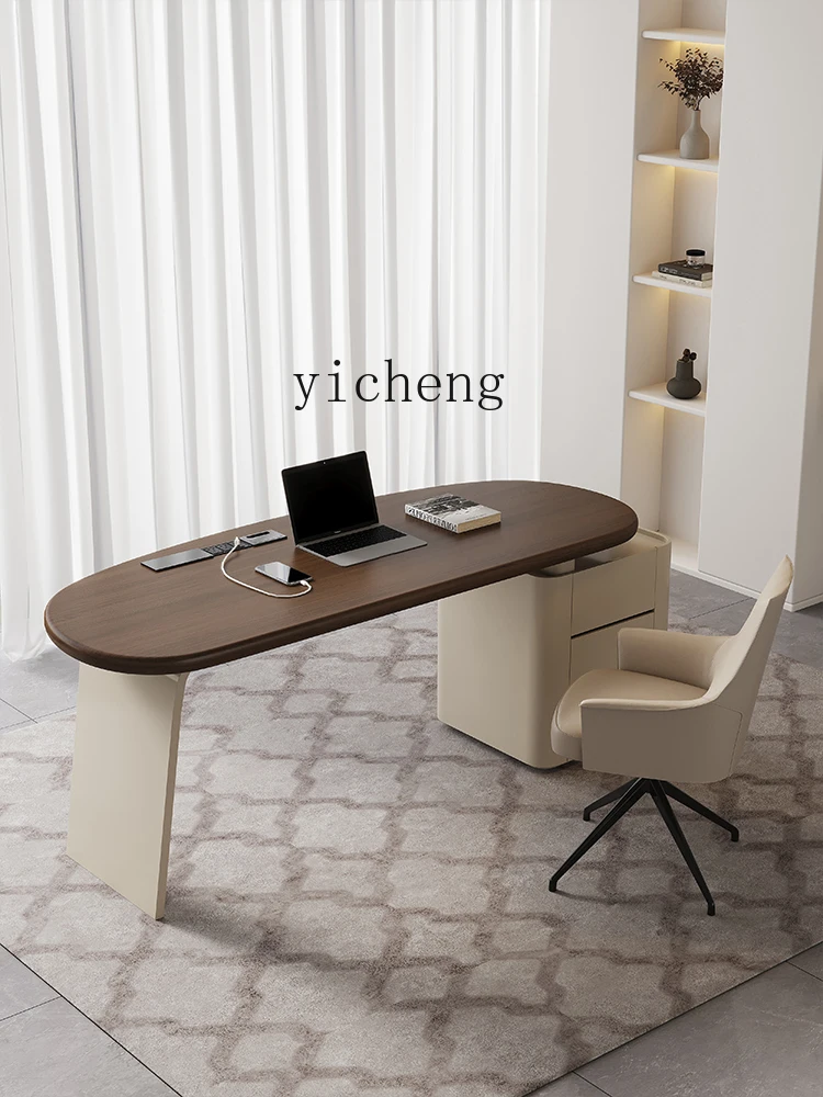 YY Home Desk High-Grade Saddle Leather Desk Light Luxury Computer Desk