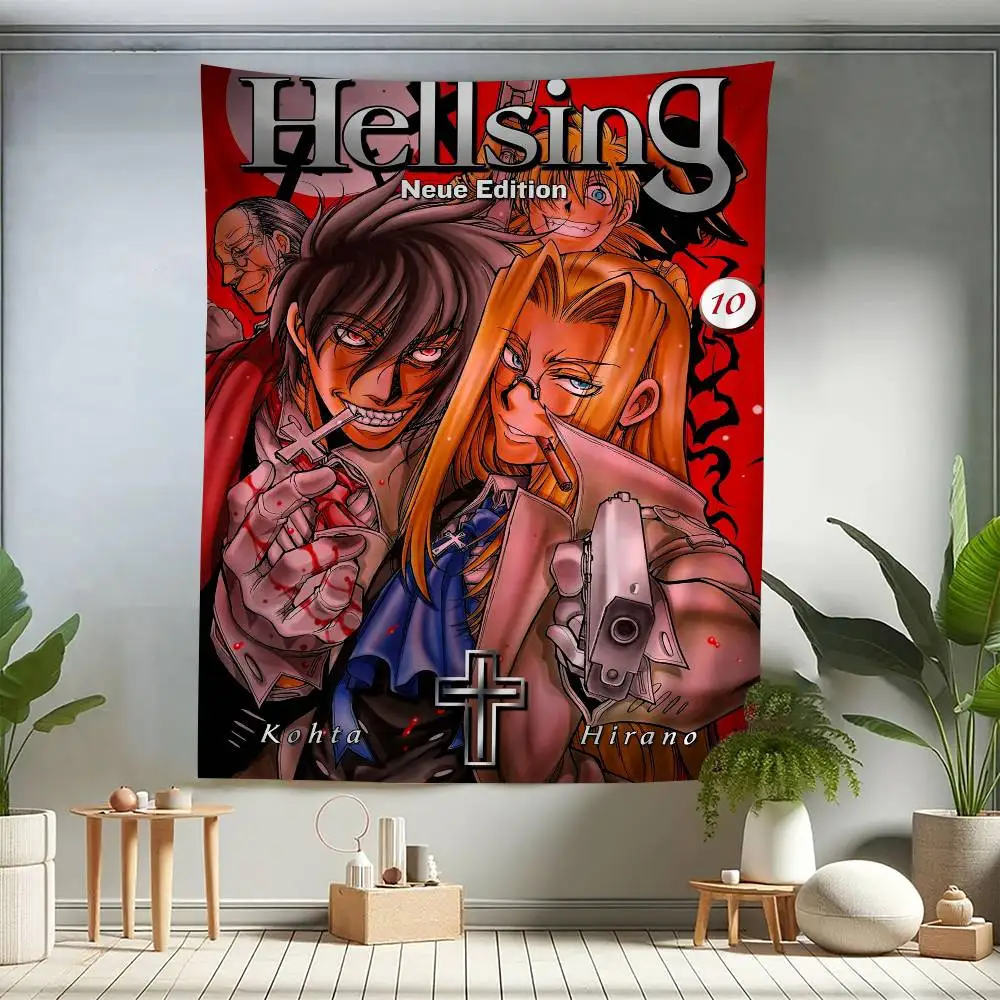 Anime Hellsing Tapestry Art Printing Bohemian Wall Tapestries Mandala Decor Blanket