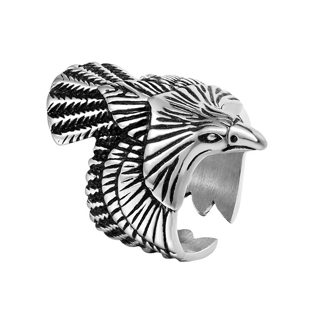 Mode Vintage Edelstahl Fliegen Adler Ring Für Männer Frauen Punk Biker Einzigartige Tier Ringe Amulett Schmuck Geschenke Großhandel