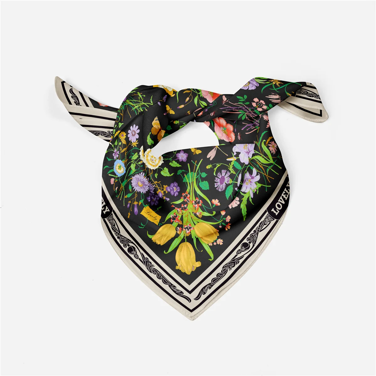 53cm Brand Square Scarf New Design Floral Silk Scarf Woman 2024 Luxury Bandana Headband Hijab Foulard Neckerchief Shawl For Lady