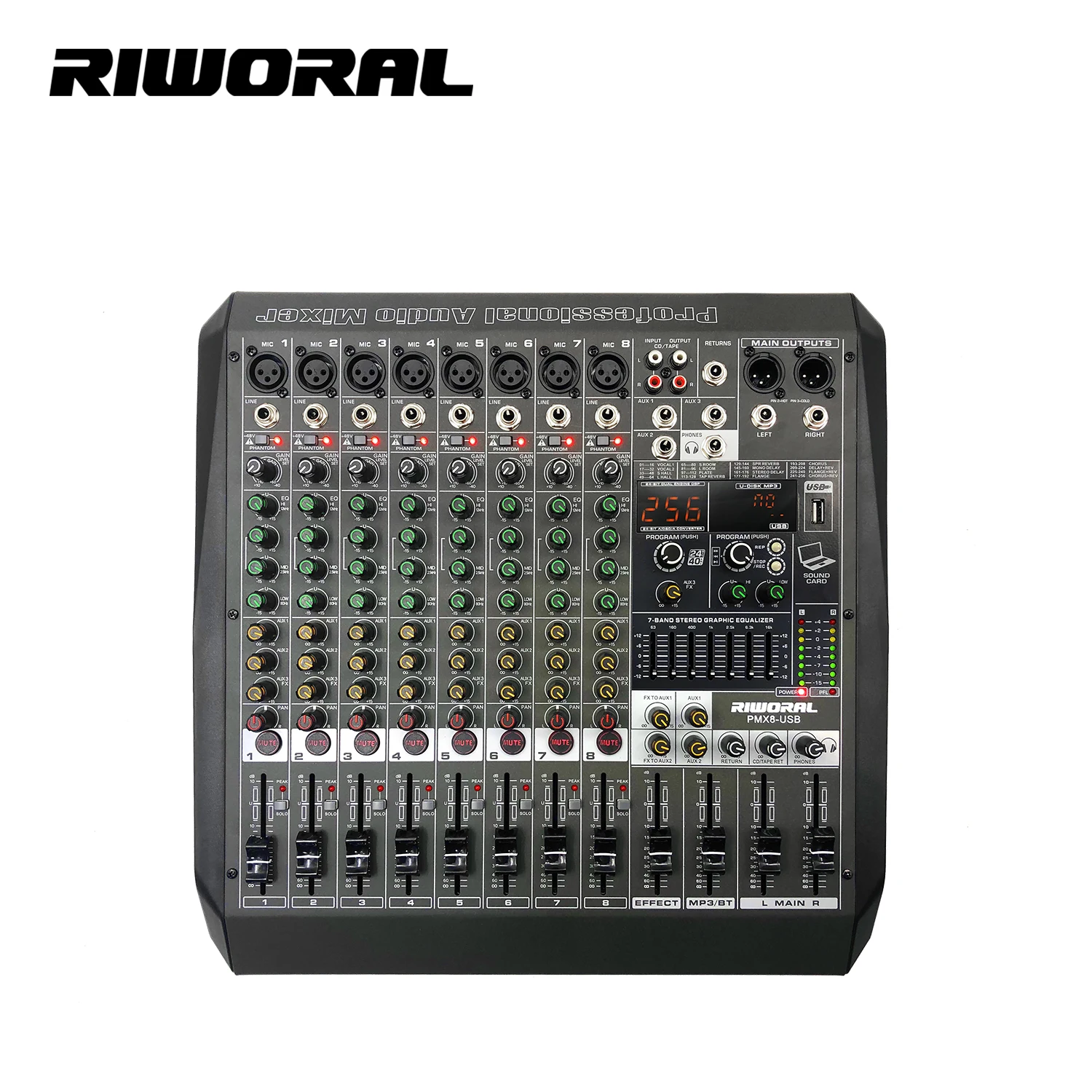 Profissional Digital Stage Mixer De Áudio, Stage Sound, 8 Canais, 256DSP, 48V, Vendas Diretas Da Fábrica, PMX8