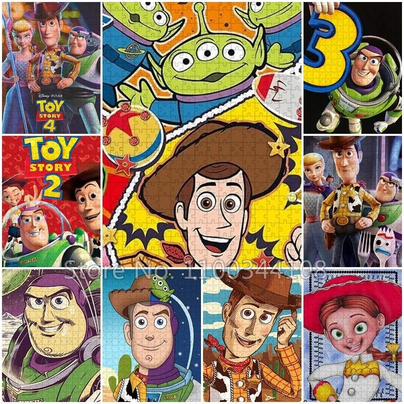 Disney Toy Story Quebra-cabeças para crianças, Pixar Animação, Jogo interativo, Brinquedos artesanais de desenhos animados, 35 pcs, 300 pcs, 500 pcs, 1000 pcs