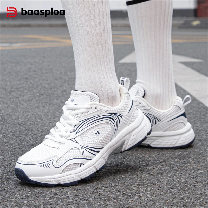 

Baasploa Women Running Shoes New Fashion Mesh Lace Up Sports Tennis Shoes Female Casual Lightweight Breathable Non-slip Shoes