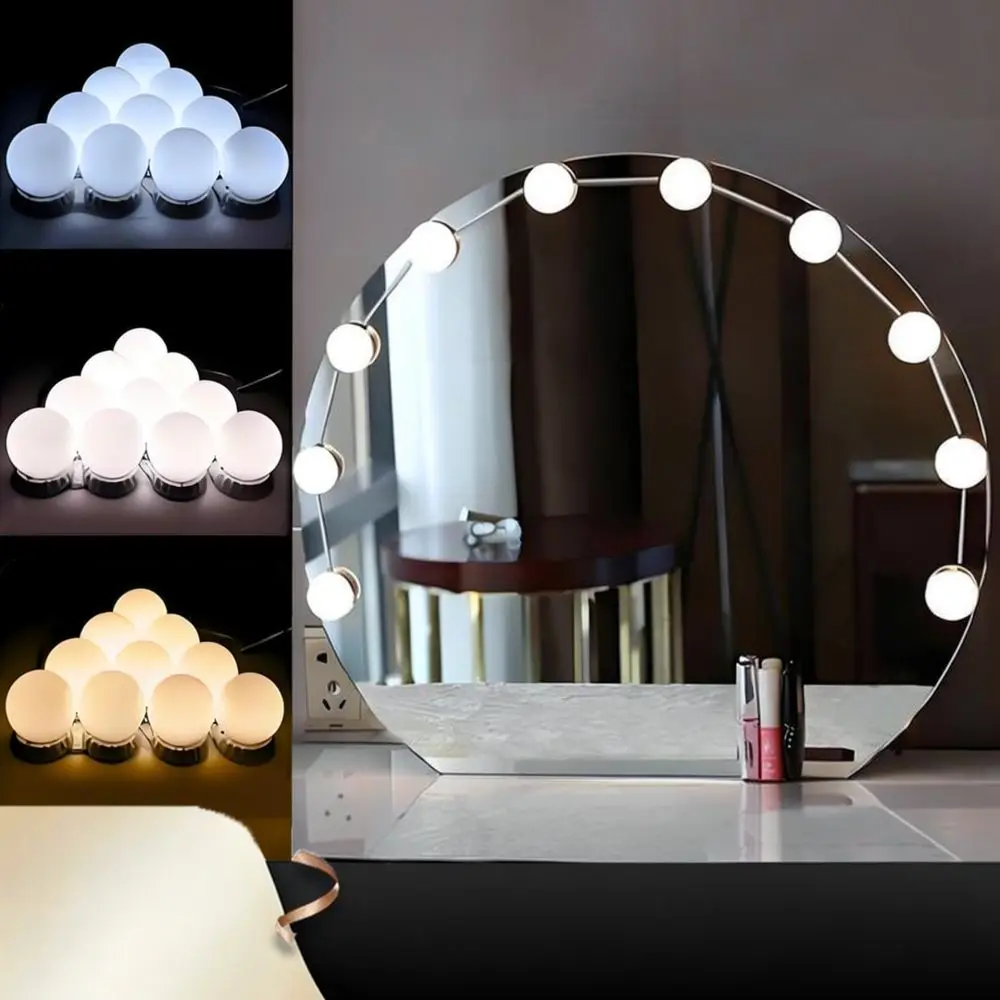 Vanity Mirror Light LED Hollywood Style Makeup Lamp USB Powered Adjustable Brightness Wall Mounted For Dressing Table