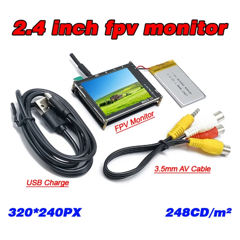 

A73E-FPV Monitor For RC Multicopter 2.4 Inch LCD Screen 480X 320Px Micro 5.8G 56CH Auto Search For FPV Drone Part