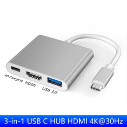 3 IN 1 USB C HUB TYPE-C to HDMI Adapter TYPE C Extension Cable USB 3.0 Converter HDMI-compatible Adapter for PC Laptop Macbook