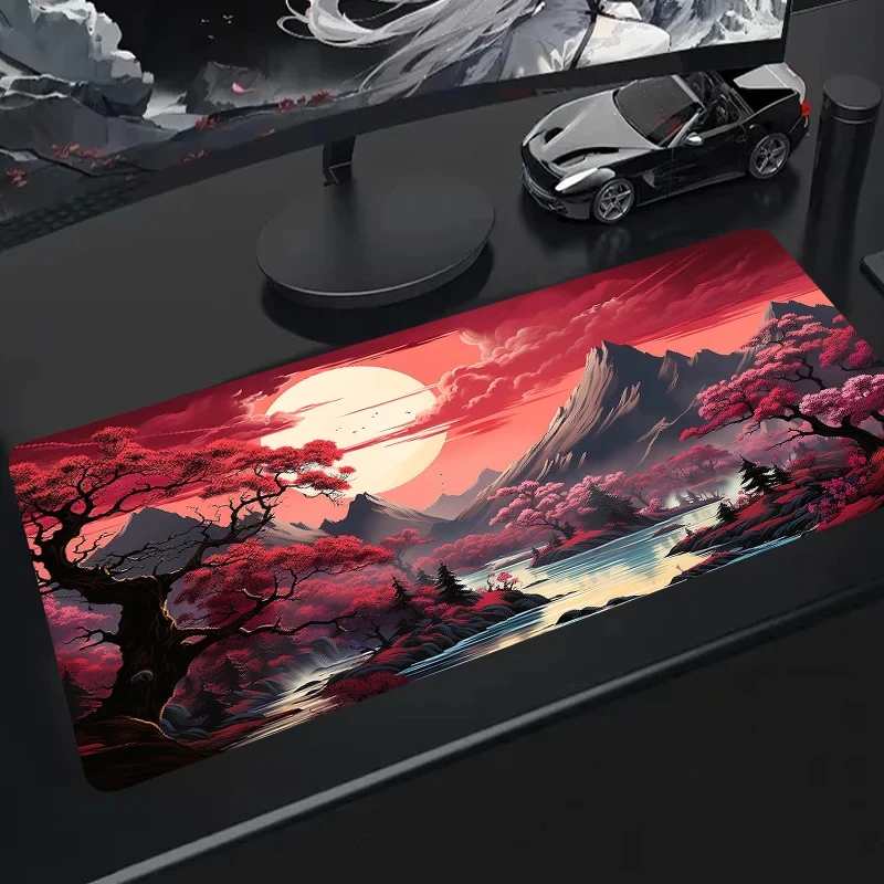 

XXLShanshui Moon mouse pad large computer office gaming desk pads rubber non-slip gaming keyboard mousepad long rubber desk mat