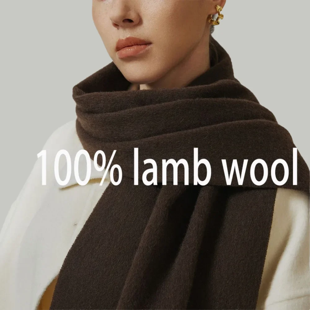 

2026 Winter Luxury 100% Wool Scarf for Women Tassel Shawl High Quality Warm Soft Scarf for Men and Women Same Style 190*31CM
